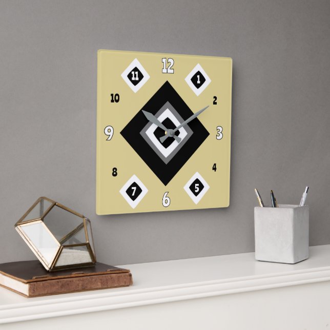 Geometric Golden Square Wall Clock (Office)
