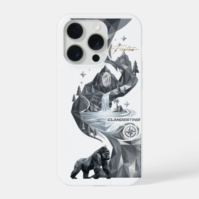 “Geometric Gorilla iPhone Case – Silver Jungle  (Back)