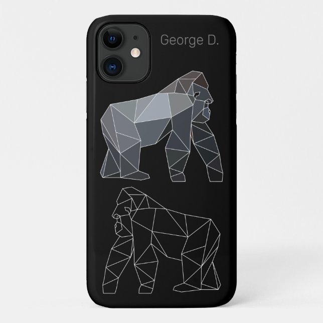 Geometric Gorilla Polygonal Animal With Name Tag Case-Mate iPhone Case (Back)