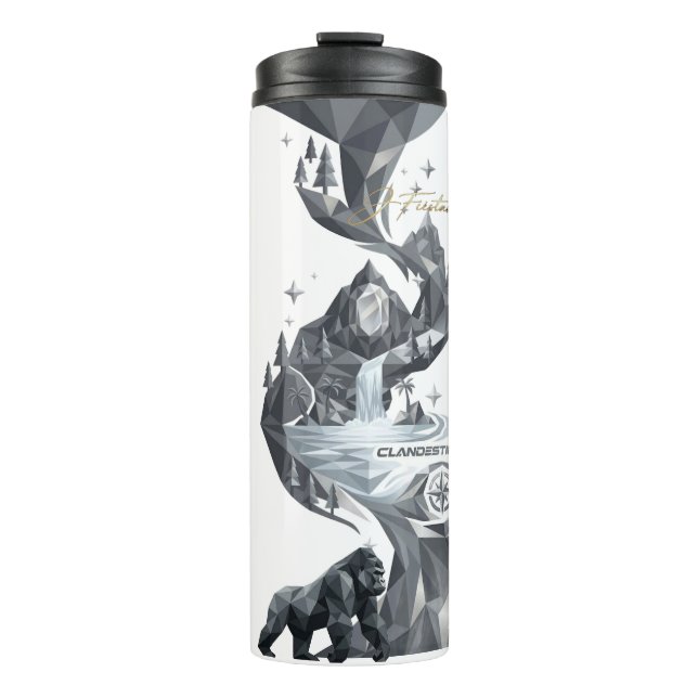 “Geometric Gorilla Tumbler – Silver Jungle  (Front)