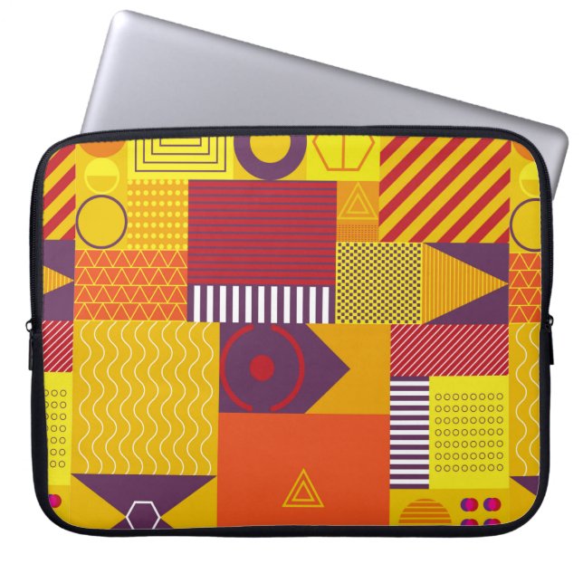 geometric graphic abstract background, vintage ill laptop sleeve (Front)