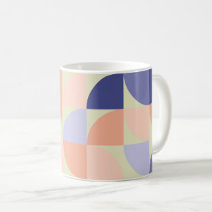 Geometric Graphic Design Shapes   Purple and Coral Coffee Mug