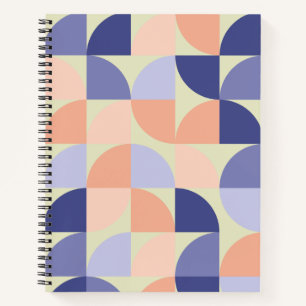 Geometric Graphic Design Shapes   Purple and Coral Notebook
