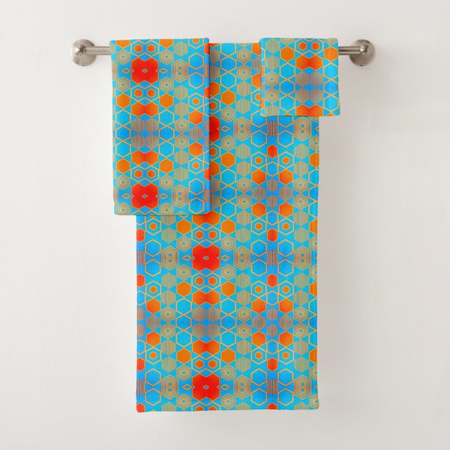Geometric Graphic Motif Modern Trend Bath Towel Set (Insitu)