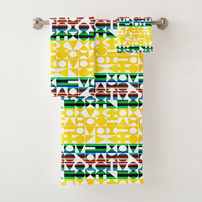 Geometric Graphic Motif Modern Trend Bath Towel Set (Insitu)