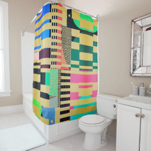 Geometric Graphic Motif Modern Trend Shower Curtain
