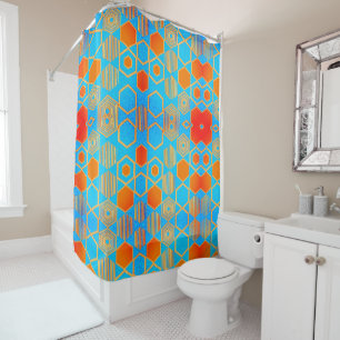 Geometric Graphic Motif Modern Trend Shower Curtain
