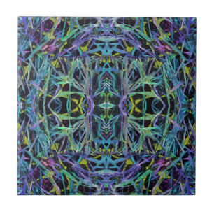 Geometric Grass Pattern in Blue Tile
