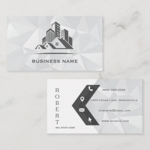 Geometric Gray Skyline Real Estate Business Card