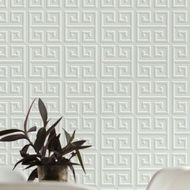 Geometric Greek Key Pattern Serene Green Wallpaper (Creator Uploaded)