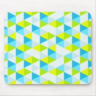 Geometric Green and Blue Triangles Modern Pattern Mouse Pad
