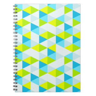 Geometric Green and Blue Triangles Modern Pattern Notebook