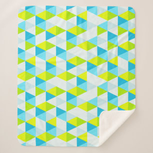Geometric Green and Blue Triangles Modern Pattern Sherpa Blanket
