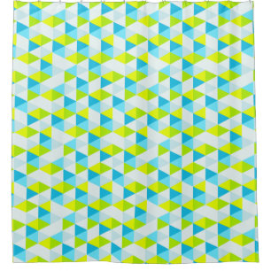 Geometric Green and Blue Triangles Modern Pattern Shower Curtain