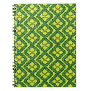 Geometric Green Garland Squares holiday pattern Spiral Notebook