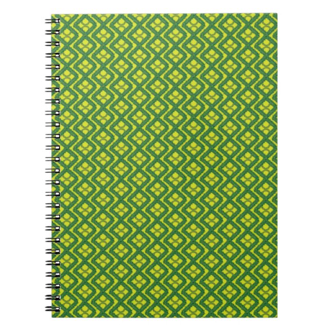 Geometric Green Garland Squares holiday pattern Spiral Notebook (Front)