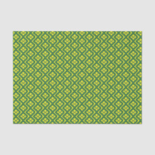 Geometric Green Garland Squares holiday pattern Tissue Paper