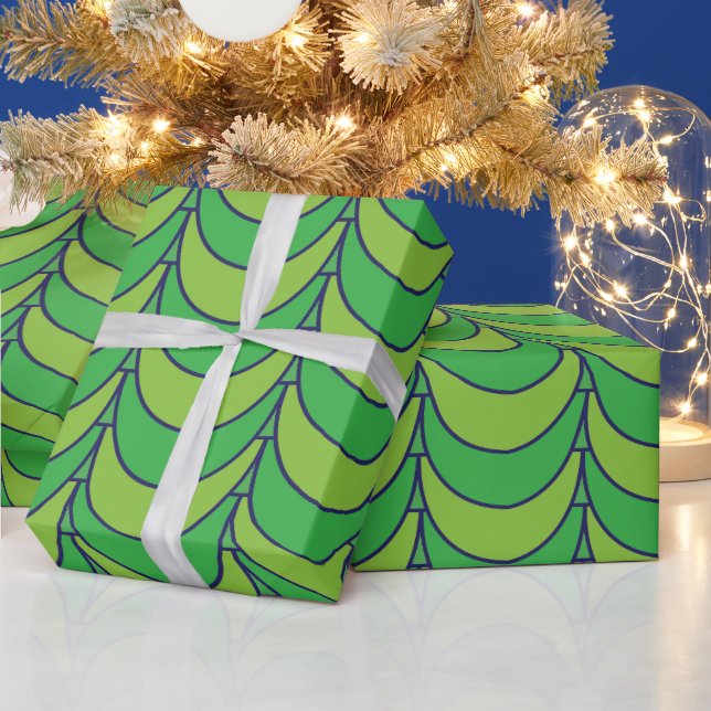 Geometric Green Half Circle Geometric Pattern Wrapping Paper (Holidays)