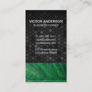 Geometric Green Leaf Business Card