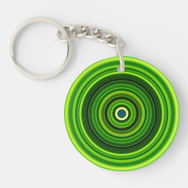 Geometric Green Mandala Design-64055 Key Ring (Front)