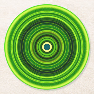 Geometric Green Mandala Design-64055 Round Paper Coaster