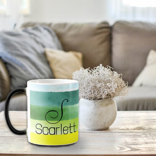 Geometric green name letter coffee mug (Creator Uploaded)