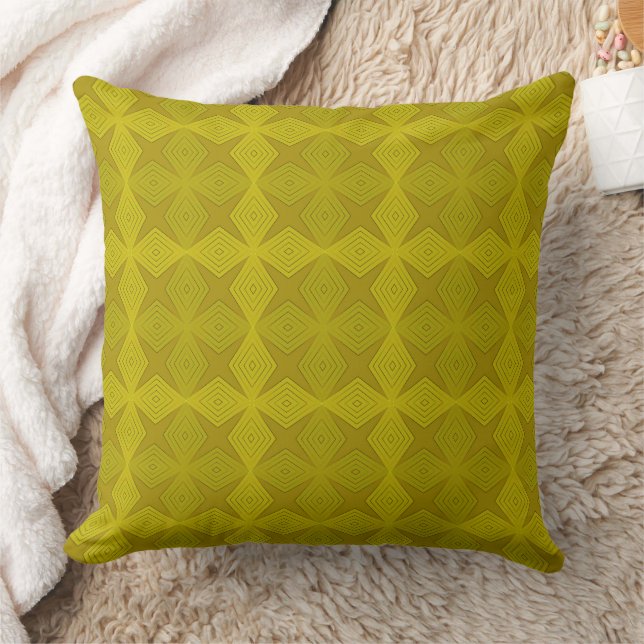 Geometric green olive art deco cushion (Blanket)