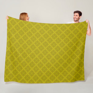 Geometric green olive art deco fleece blanket