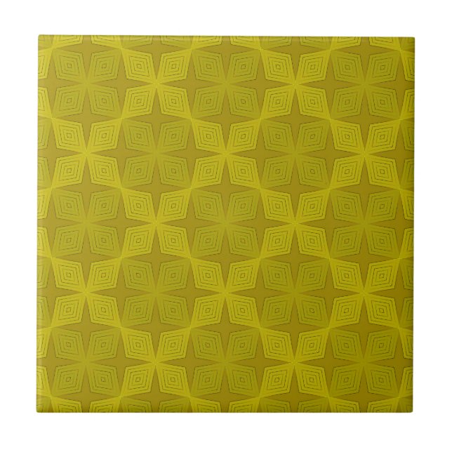 Geometric green olive art deco tile (Front)