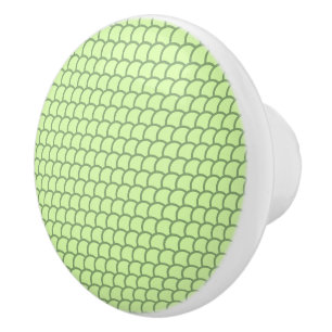 Geometric Green Scales Ceramic Knob