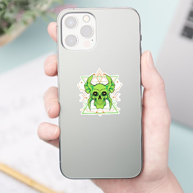 Geometric Green Skull (Phone)