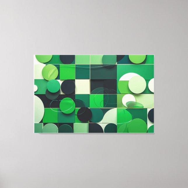 Geometric Green Symphony Canvas Print (Front)