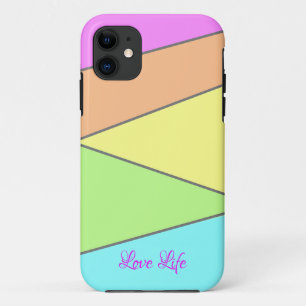  Geometric green, yellow, and Purple iPhone Case