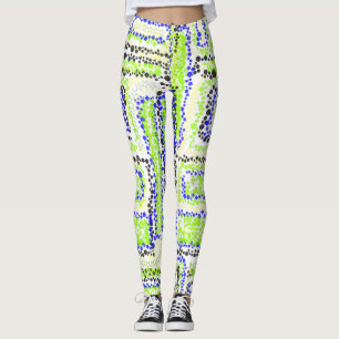 Geometric green yellow blue black Leggings