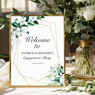Geometric Greenery Engagement Party Welcome Sign