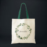 Geometric Greenery Eucalyptus Leaves Personalised Tote Bag<br><div class="desc">This tote bag features hand painted watercolor sage green eucalyptus leaves adorned with a gold geometric frame,  paired with a swirly whimsical font,  that can be personalised with your name/custom text.</div>