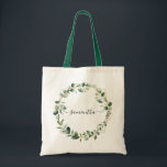 Geometric Greenery Eucalyptus Leaves Personalised Tote Bag<br><div class="desc">This tote bag features hand painted watercolor sage green eucalyptus leaves adorned with a gold geometric frame,  paired with a swirly whimsical font,  that can be personalised with your name/custom text.</div>