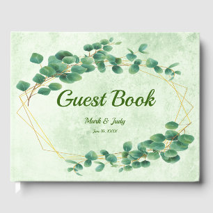 Geometric Greenery Eucalyptus Leaves Wedding  Guest Book