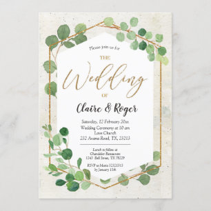 Geometric Greenery Eucalyptus Wedding Invitation