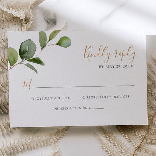 Geometric Greenery Eucalyptus Wedding RSVP Card