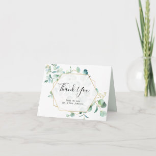 Geometric Greenery Frame Thank You Card