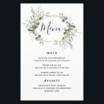 Geometric Greenery Modern Gold Wedding Menu Cards<br><div class="desc">Design features eucalyptus,  succulents and greenery elements in shades of dusty sage and blue/grey with a printed gold coloured geometric terrarium border wreath frame. The back features a dusty sage green natural matching watercolor background.</div>