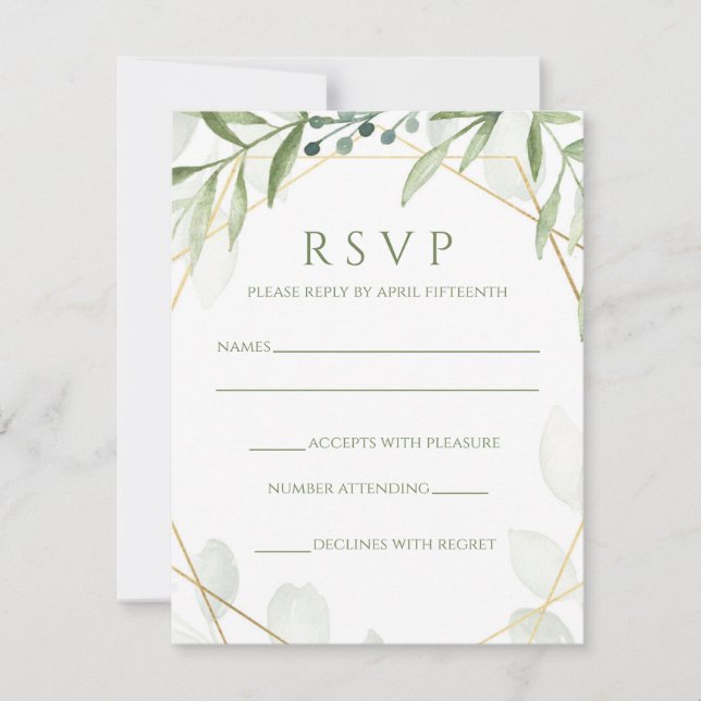 Geometric Greenery Reply Card (Front)
