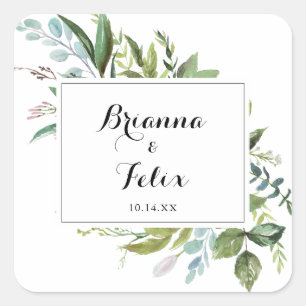 Geometric Greenery Wedding Envelope Seals