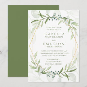 Geometric Greenery Wedding Invitation