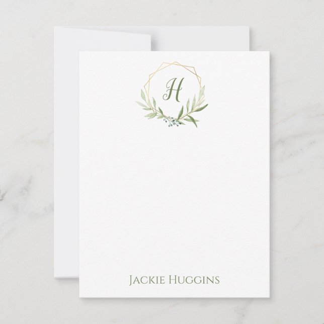 Geometric Greenery Wreath Card (Front)