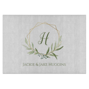 Geometric Greenery Wreath Cutting Board