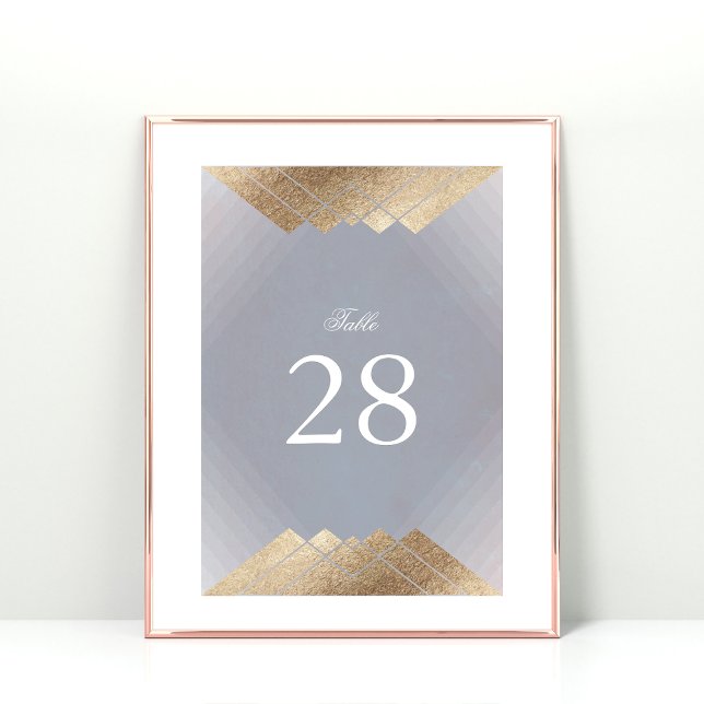Geometric Grey Deco Gold Gatsby Wedding Table Number (Creator Uploaded)