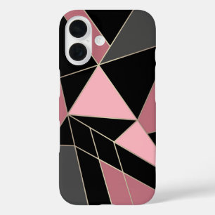 Geometric, grey, pink iPhone 16 case