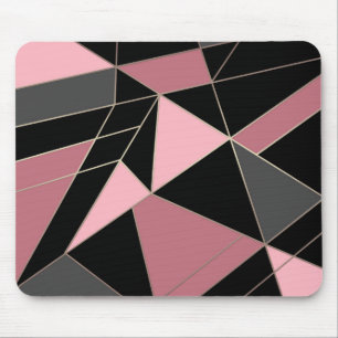 Geometric, grey, pink mouse pad